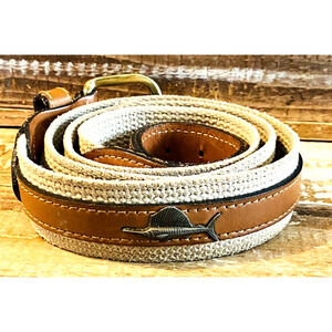 Zep-Pro Metal Sailfish Leather and Woven Canvas Belt Size 42